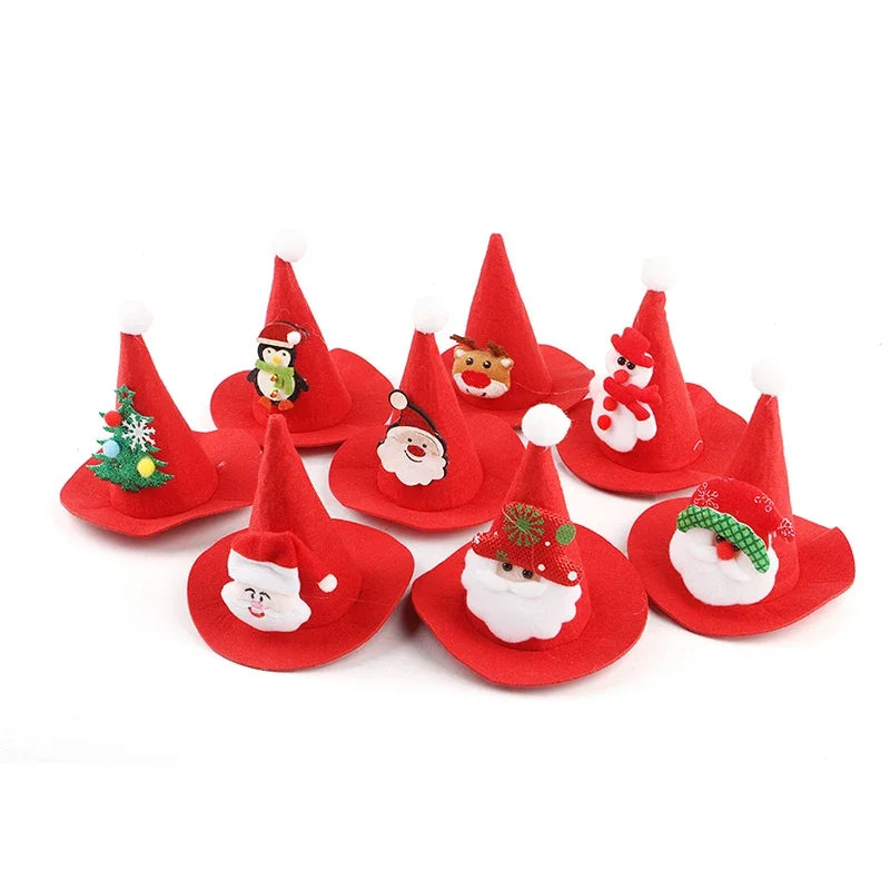 Pet Dog Cat Santa Hat Christmas Costume Accessories Small Dogs Cats Winter Warm for Holloween Holiday Christmas Party Photos