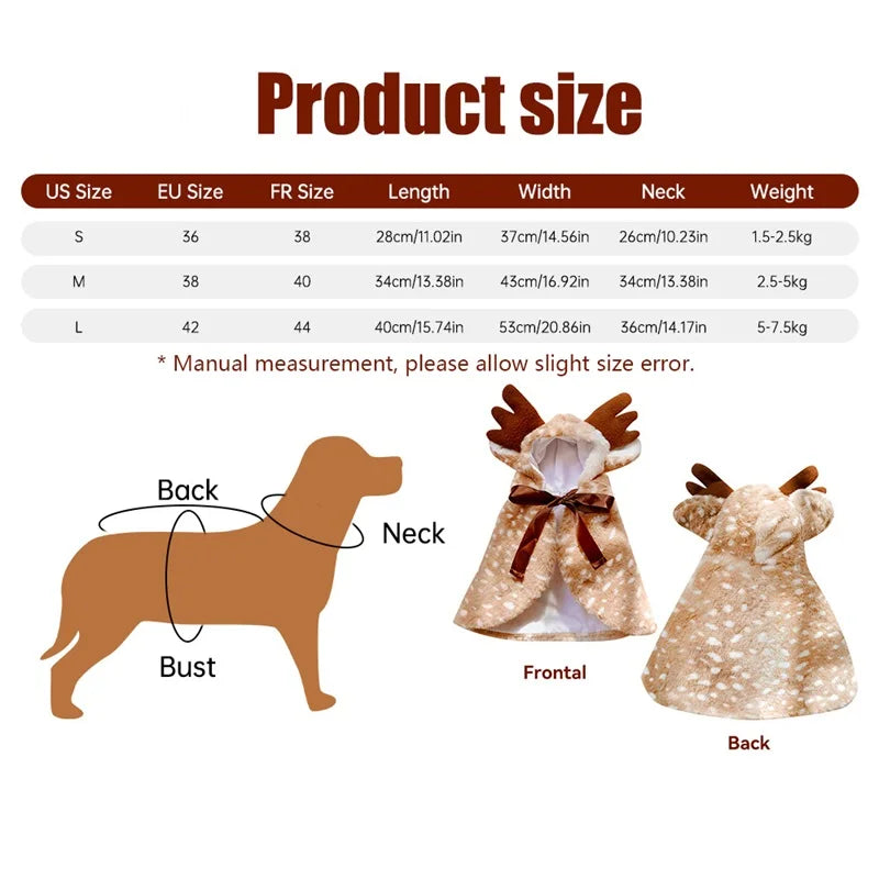 Funny Pet Cat Dog Halloween Costume Cosplay Elk Cloak Dog Costumes for Small Dogs Cute Christmas Cat Clothes