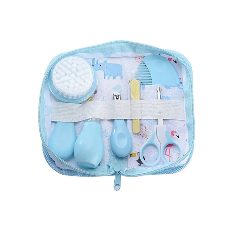 6Pcs/set Newborn Baby Care Kit Cleaning Supplies Head Comb Brush Scissors Nasal Aspirator Nail Clipper Sharpener Tool Package