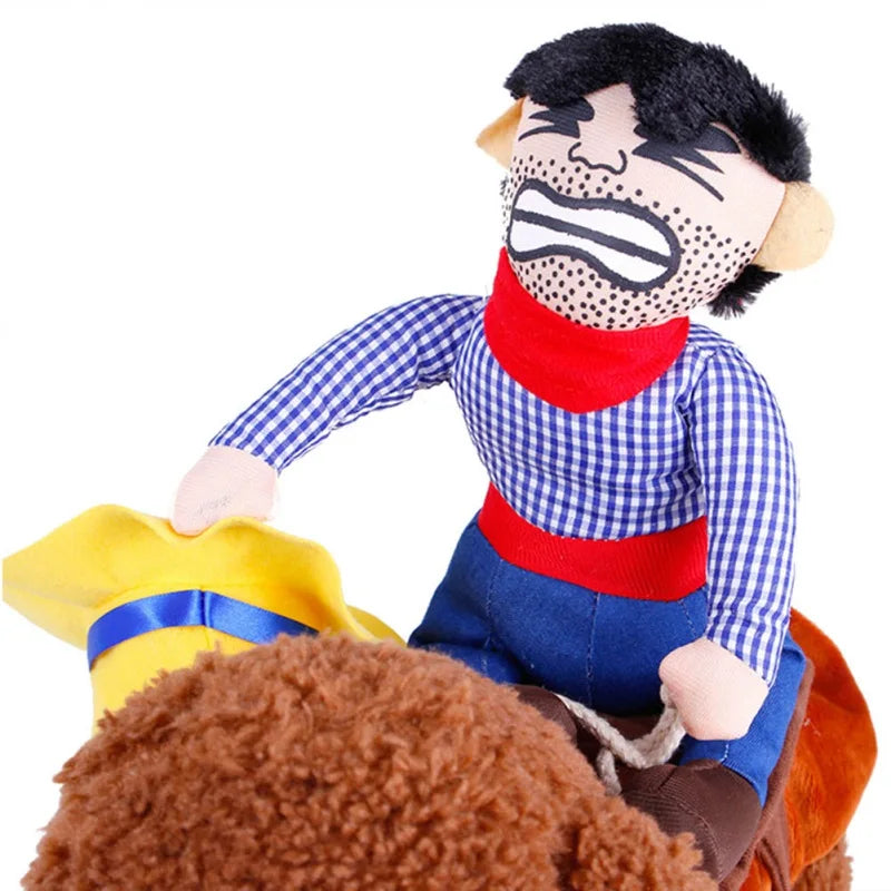 Dog Halloween Costume Cowboy Rider Costume for Small Medium Dogs Cats Funny Dog Clothes Party Suits for Holiday Christmas