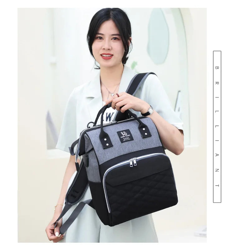 Multi-functional Mummy Shoulder Storage Bag Out Fashion Mother USB Port Bag Large Capacity Backpack Baby Stroller Hanging Bag