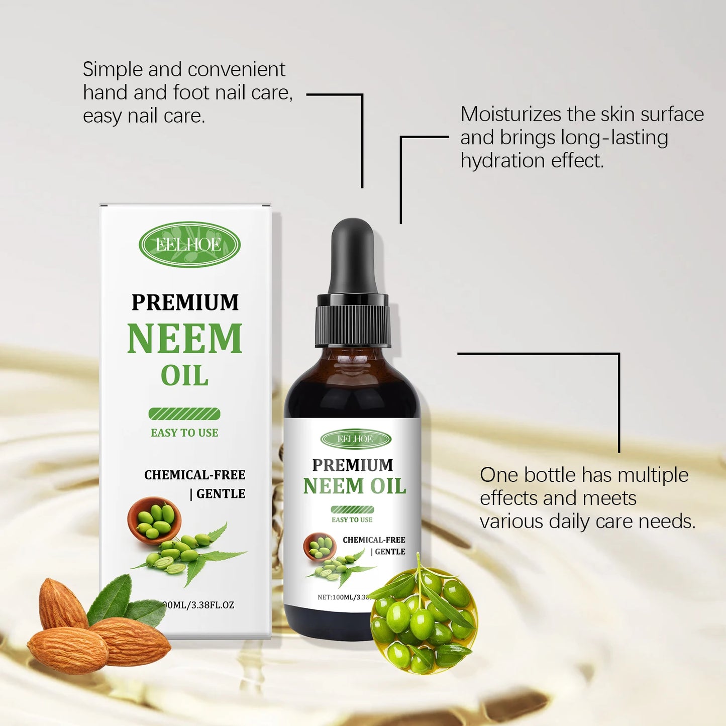USDA Certified Organic Neem Oil (4 Ounce) 100% Pure Natural Oil, Hair Growth, Skin & Body Care,ails, Acne, Anti-Aging Moisturize