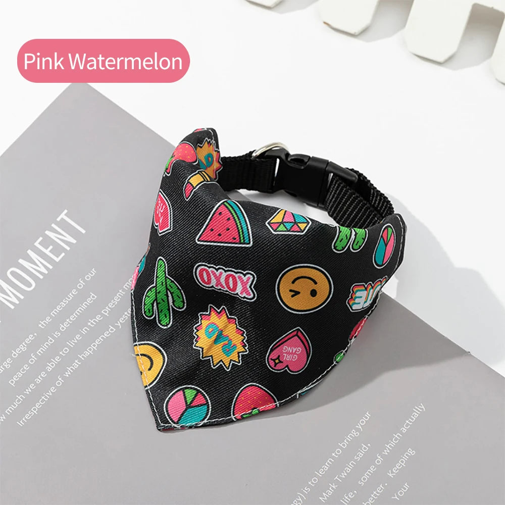 Adjustable Pet Puppy Cat Scarf Bandana Collar Neck Scarf For Small Dogs Kitten Saliva Towel PU Collar with Triangular Bandage