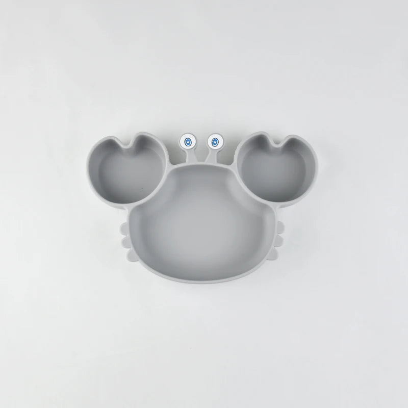Food Grade Silicone Meal Plate Cartoon Toddler Plates Independent Feeding Training Anti-Drop Complementary Food Bowl Baby Stuff