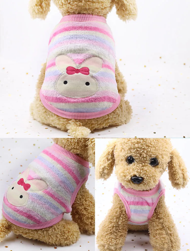 Cartoon Fleece Pet Cat Clothes Winter Warm Pet Dog Vest Puppy Cat Sweater Dog Clothes For Small Dogs Cats Coat Jacket Pet Outfit