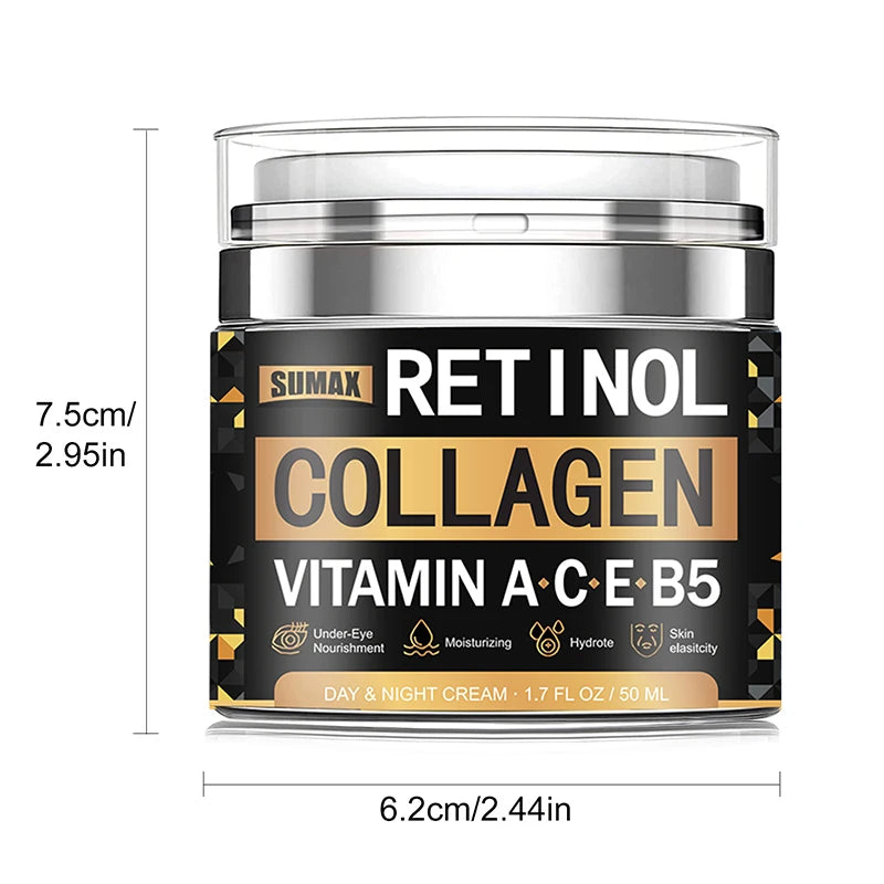Retinol Collagen Face Cream Skincare Smooth Wrinkles Moisturizing Brightening Hydrating Firming Facial Face Men Women Cosmetics