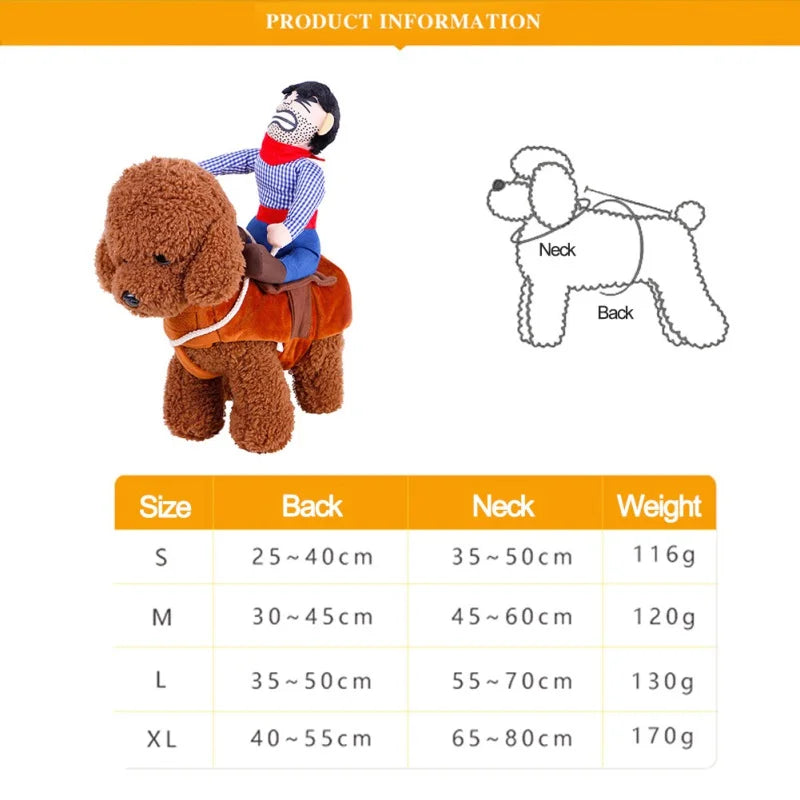 Dog Halloween Costume Cowboy Rider Costume for Small Medium Dogs Cats Funny Dog Clothes Party Suits for Holiday Christmas