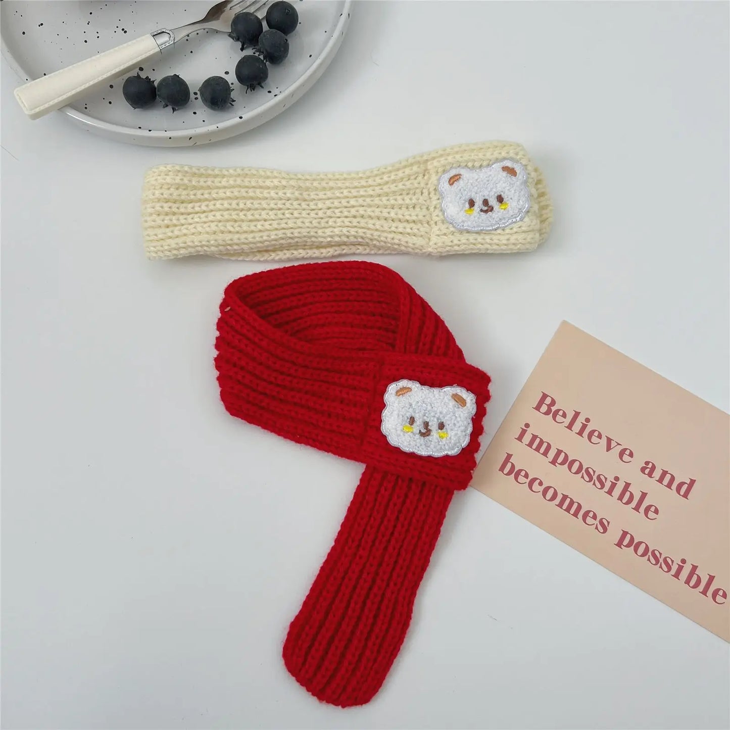 Pet Christmas Scarf Cat Dog New Year Red Bear Warm Scarf Pet Winter Knitted Scarf Cat Collar Puppy Accessories Bow Ties for Dogs