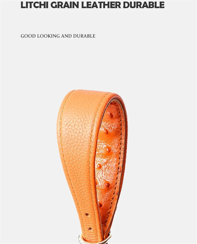 Leather Dog Collar Fashion Solid Color Ostrich Pattern Adjustable Pet Neck Ring Suitable For Small Large Dogs Kitten Puppy Items