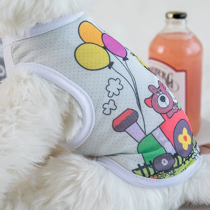 1 PC Lightweight Summer Vest for Pets Chihauhua XS-XXL Big Dogs Clothing Ice Felt Overall Cartoon No Fading Pet Cat Overalls