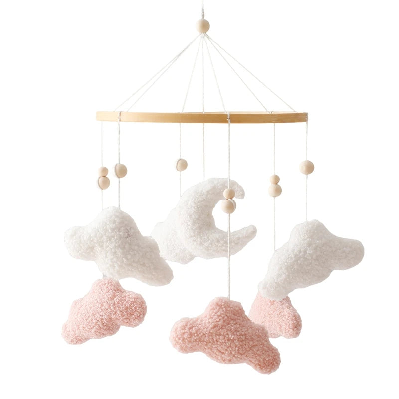 Baby Bed Bell Rattle Toy Lambhair Mobile Hanging Toy 0-12 Months Newborn Crib Mobile Cartoon Cloud Pendant Toy Carousel For Cots