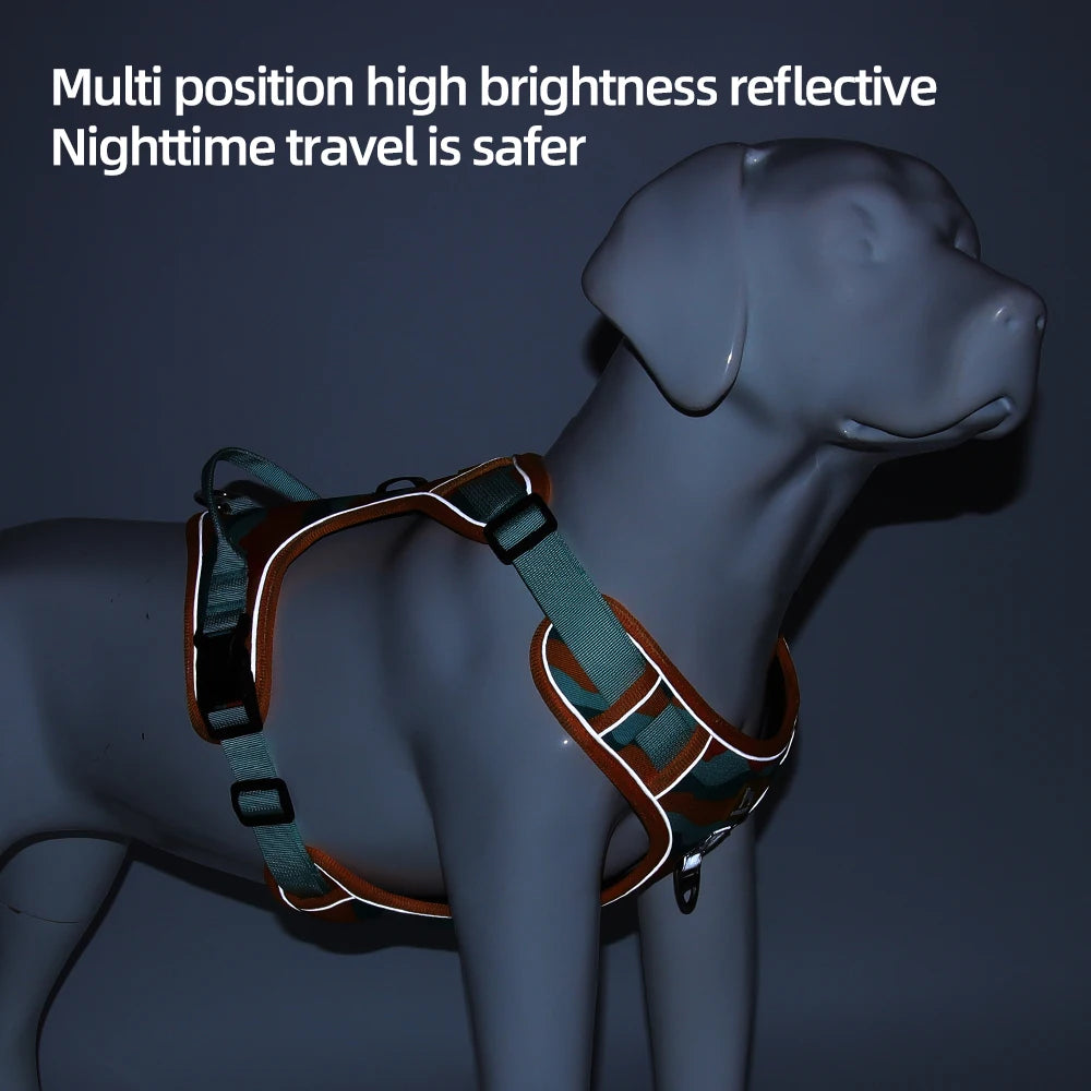 Adjustable Harness Dog Reflective Safety Training Walking Chest Vest Leads Collar For French Bulldog Pets Dogs Accessories