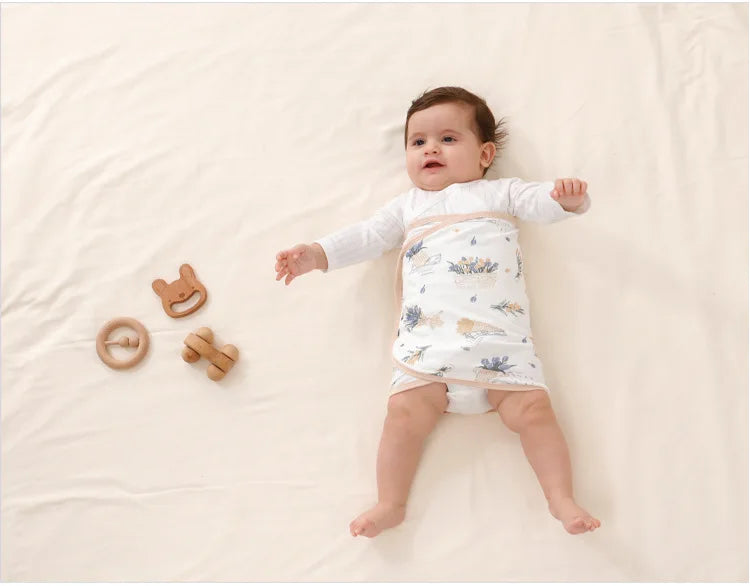 Baby Swaddle Blanket 0-6 Months Strap Protect Belly Baby Sleeping Blanket Wrap for New Born Thin-style for Summer