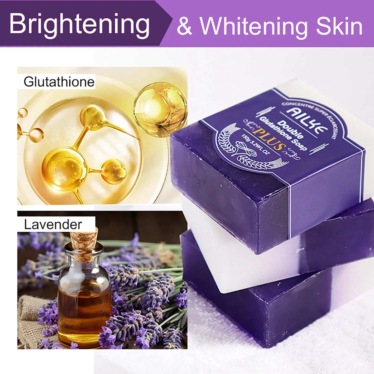 AILKE Glutathione PLUS Skin Care Set, Advanced Lightening Lotion, Moisturizes Softens Skin, Skin Bleaching Kit for Men, Women
