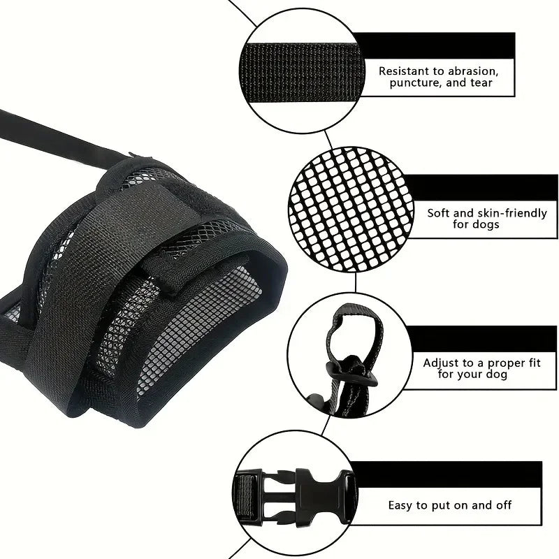 Adjustable Dog Muzzle Summer Mesh Breathable Muzzle for Small Medium Large Dogs Anti-bite Anti-bark Dog Mouth Cover Pet Supplies