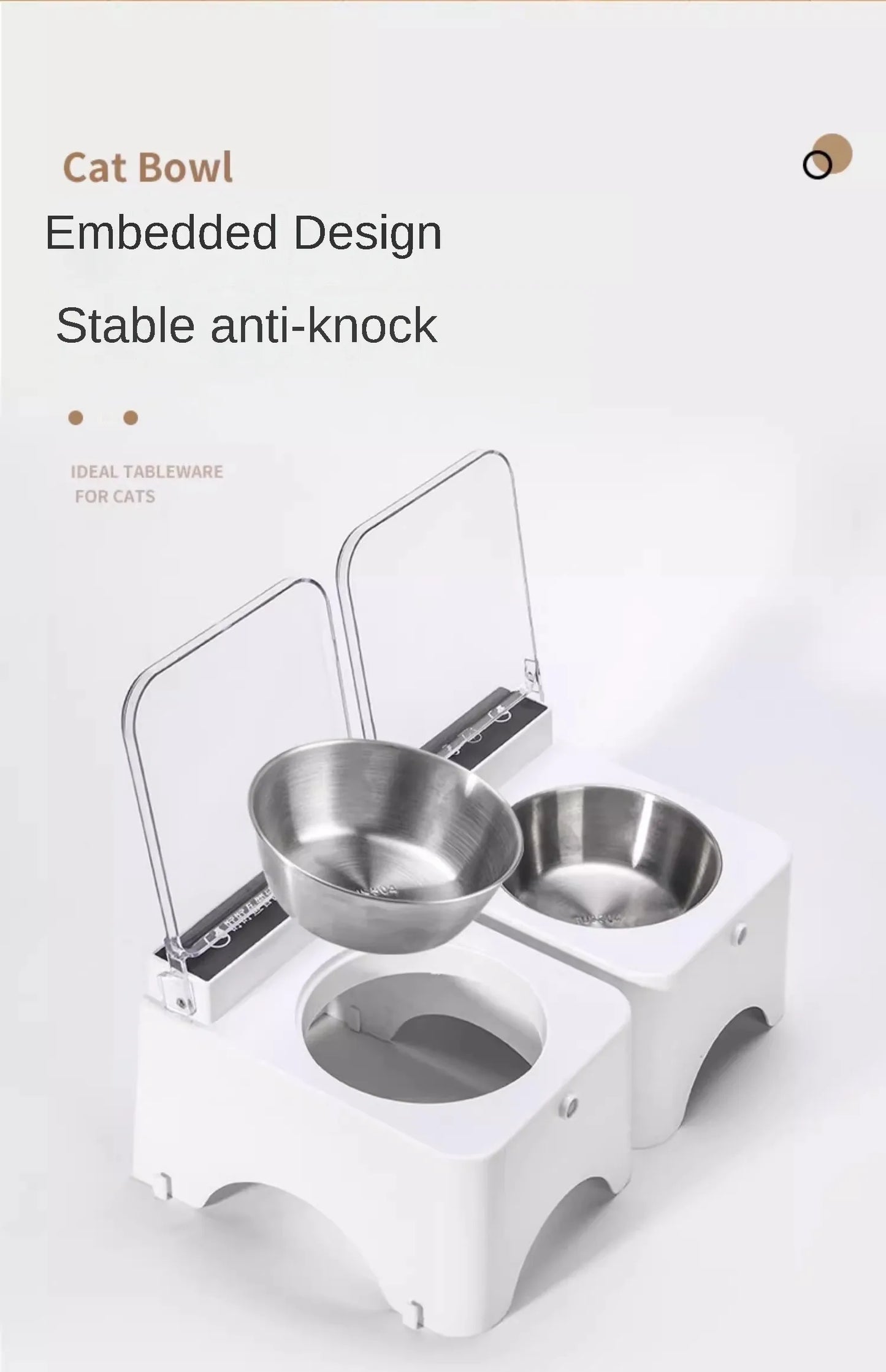 Smart Cat Bowl, Neck Protection, Ceramic Stainless Steel with Lid Cat Food Bowl, Infrared Sensor Auto Open Cover Smart Feeder