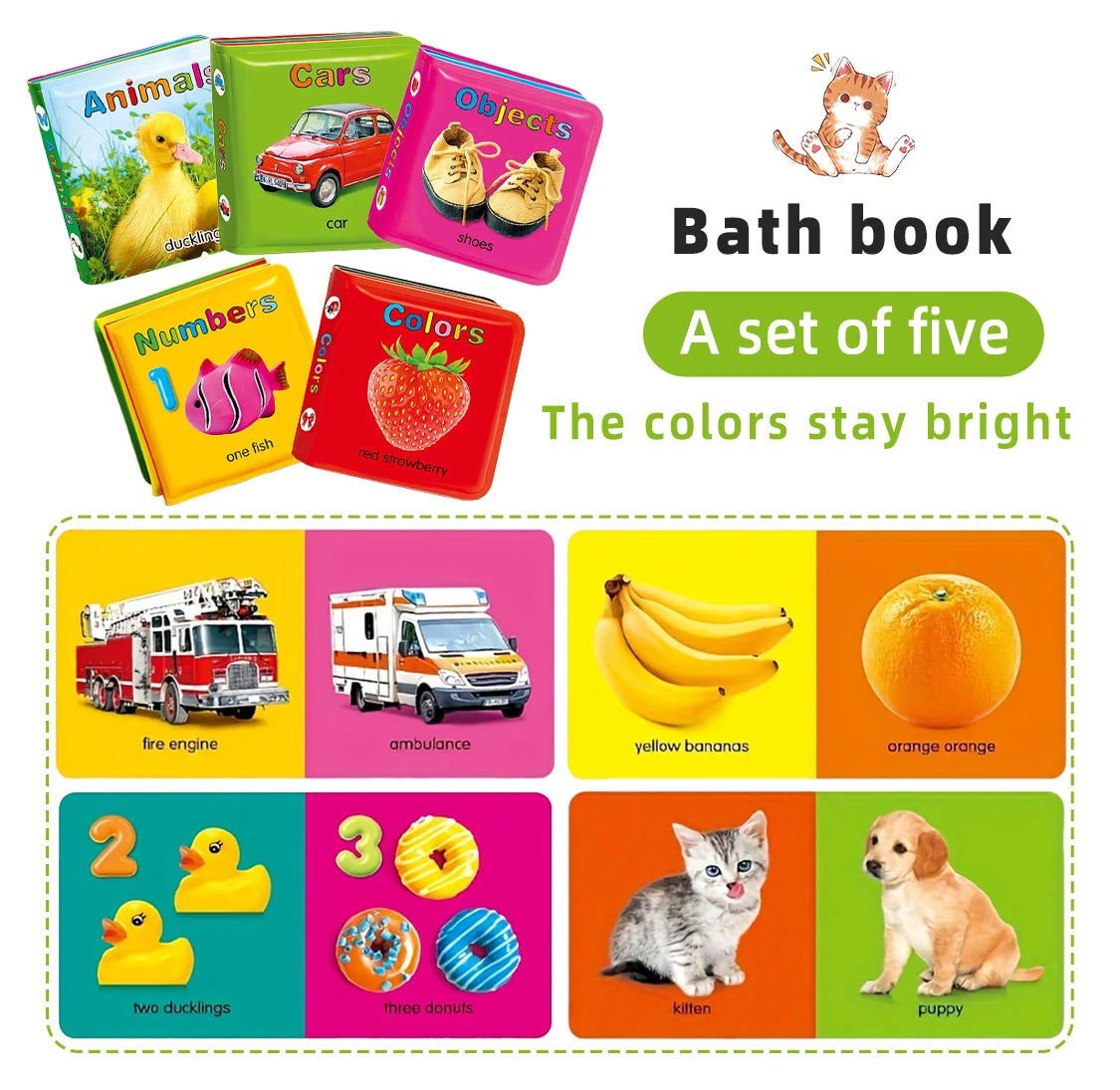 Floating Baby Bath Books for Baby,Kids Learning Bath Toys,Waterproof Bathtime Toys for Toddlers,Educational Infant Bath Toys.
