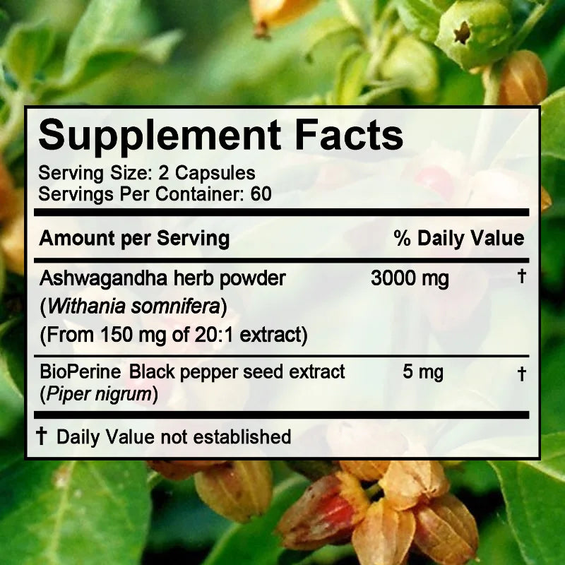 Ashwagandha 3000 mg capsules to help balance stress and manage mood