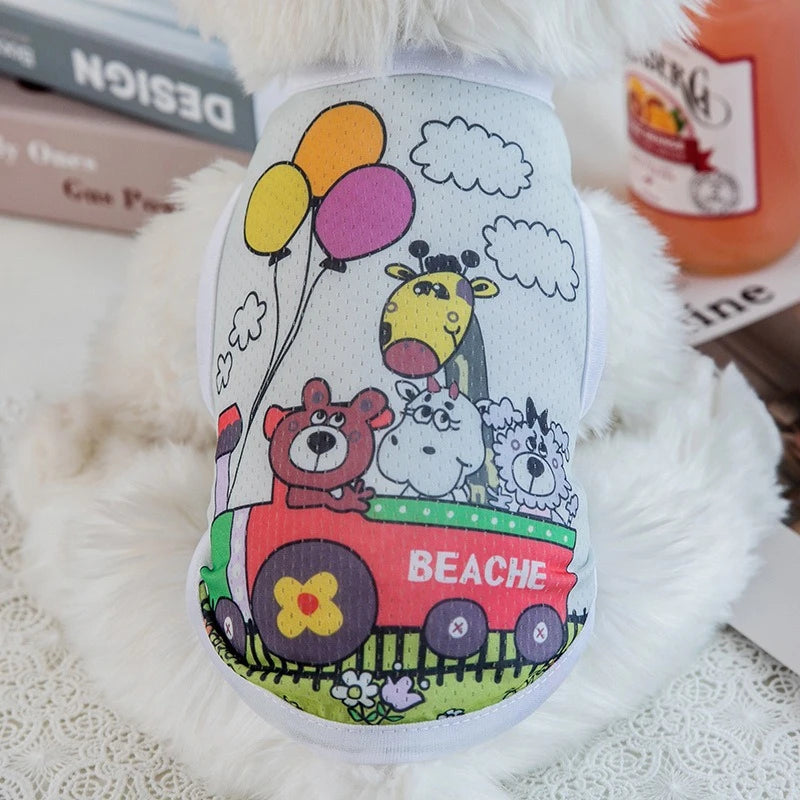 1 PC Lightweight Summer Vest for Pets Chihauhua XS-XXL Big Dogs Clothing Ice Felt Overall Cartoon No Fading Pet Cat Overalls