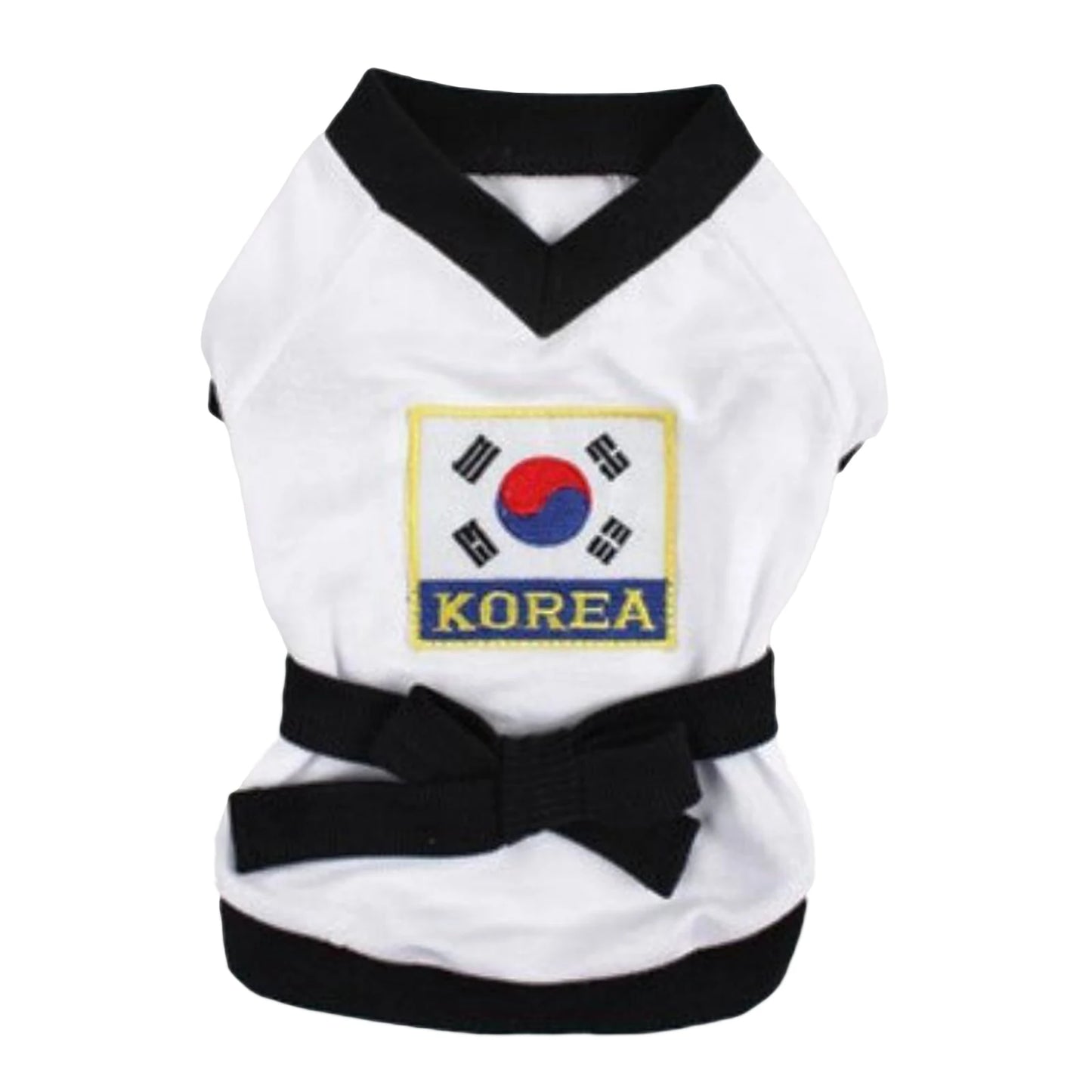 Pet Halloween Karate Costume with Belt Funny Taekwondo Uniform for Dogs and Cats