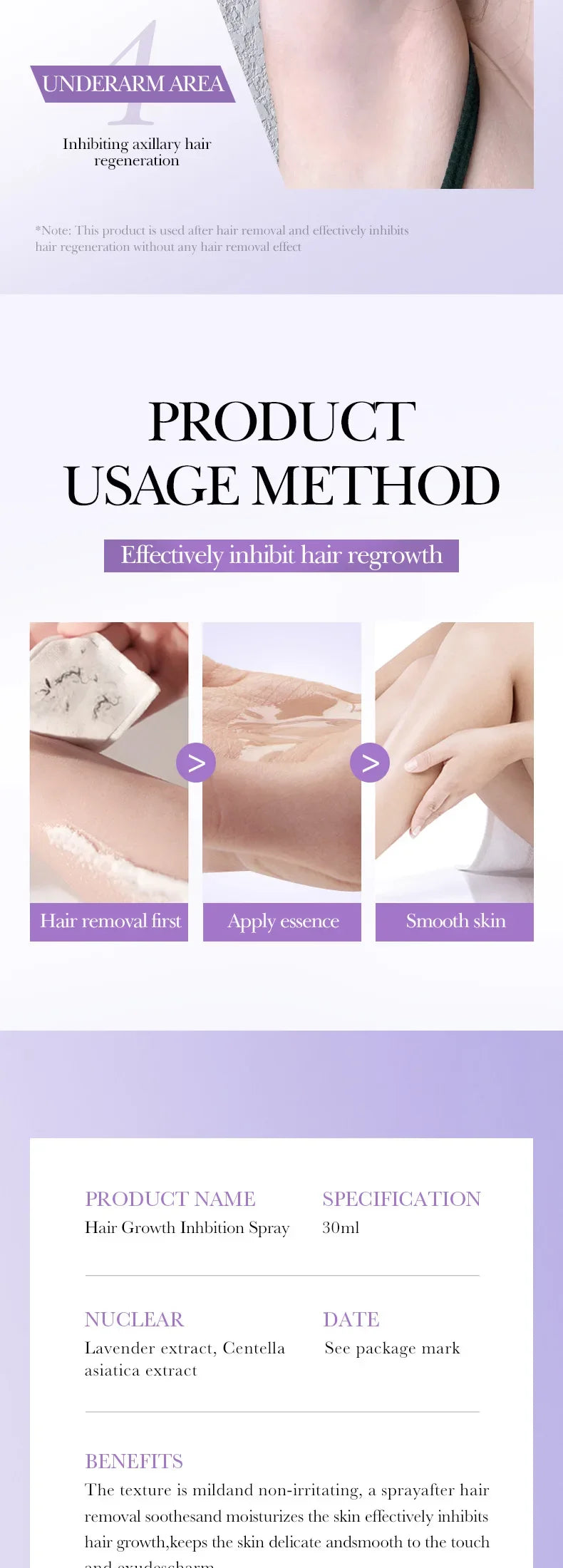 Hair Removal Cream Inhibits Hair Growth Whitening Safe Gentle Spray Effectively Remove Armpit Knee Leg Hair Skincare Products