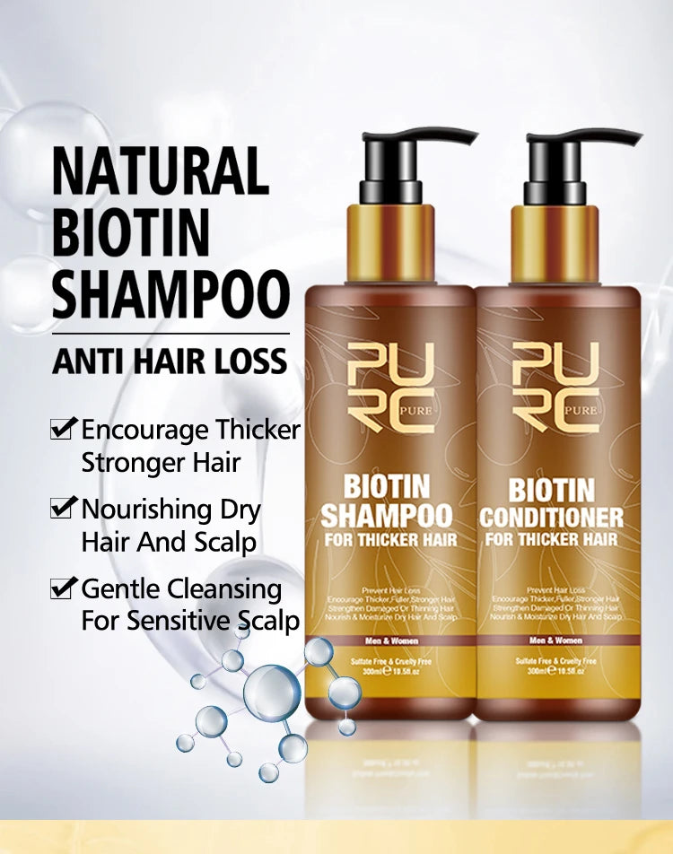 PURC Smoothing Hair Scalp Treatment Hair Shampoo Biotin Hair Oil and Conditioner Set for Men Women Hair Care