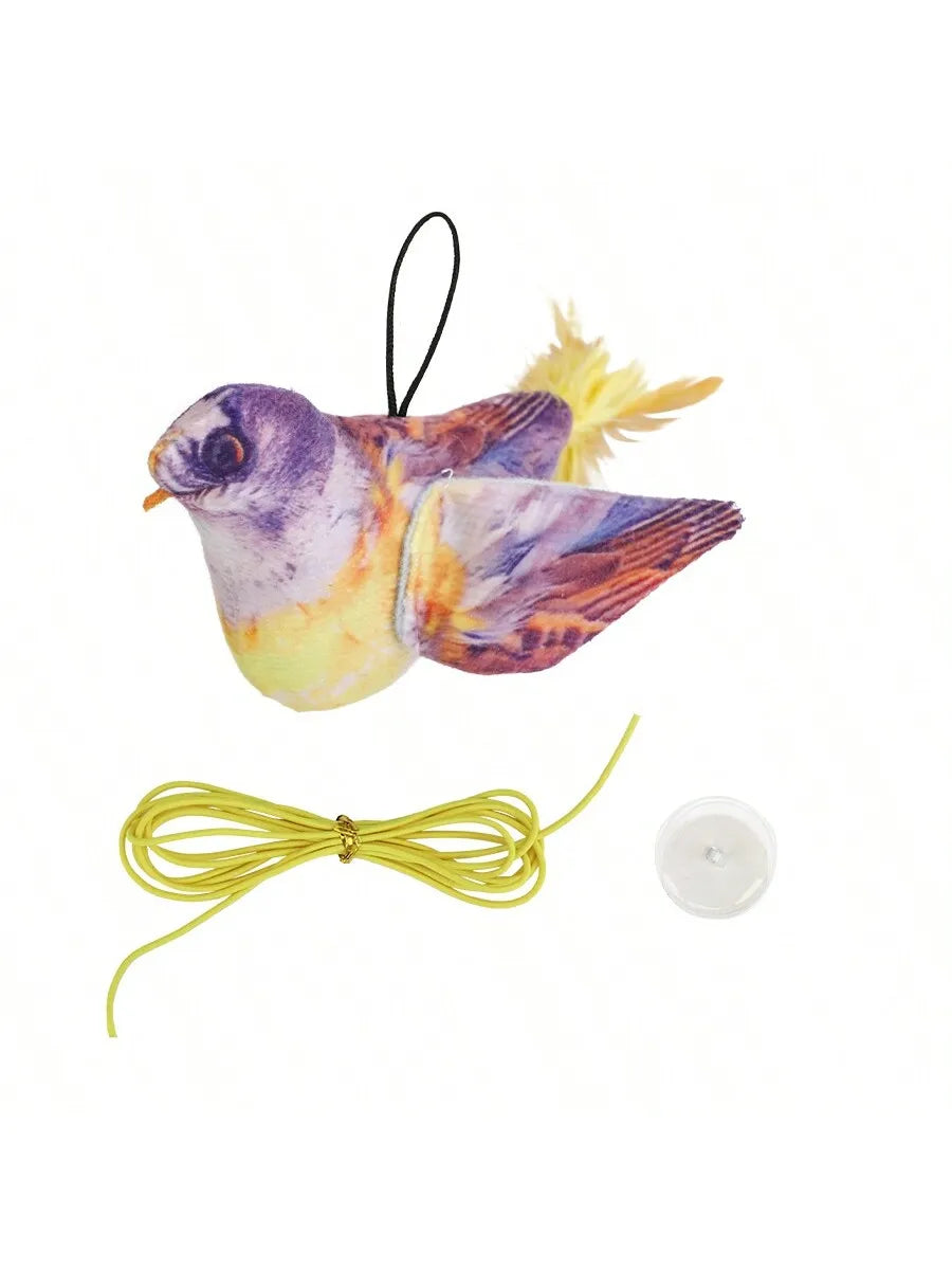 Random color Queaky Feathered Bird Cat Toy - Interactive Play and Chirp for Kittens, No Battery Needed, Ideal for Medium Breeds