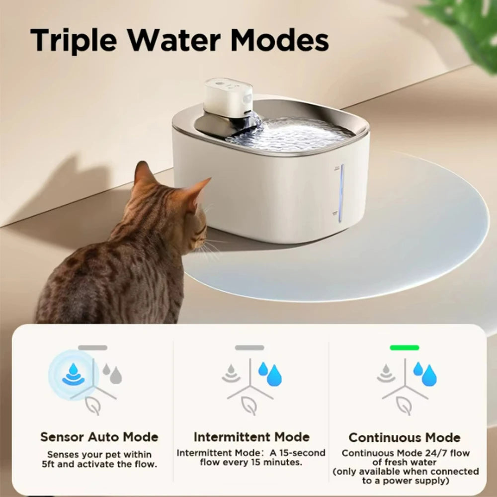 4L Wireless Cat Water Fountain 4000mAh Battery Operated,Ultra Quiet Pet Water Fountain with Motion Sensor for Cats Dogs Drinking