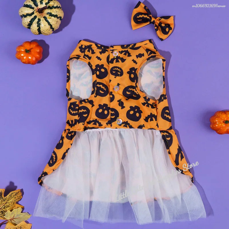 Halloween Pet Dog Dress For Small Medium Dogs Cosplay Costume Pet Dresses Fashion Bow Cat Princess Skirt Chiahuahua Dog Clothes
