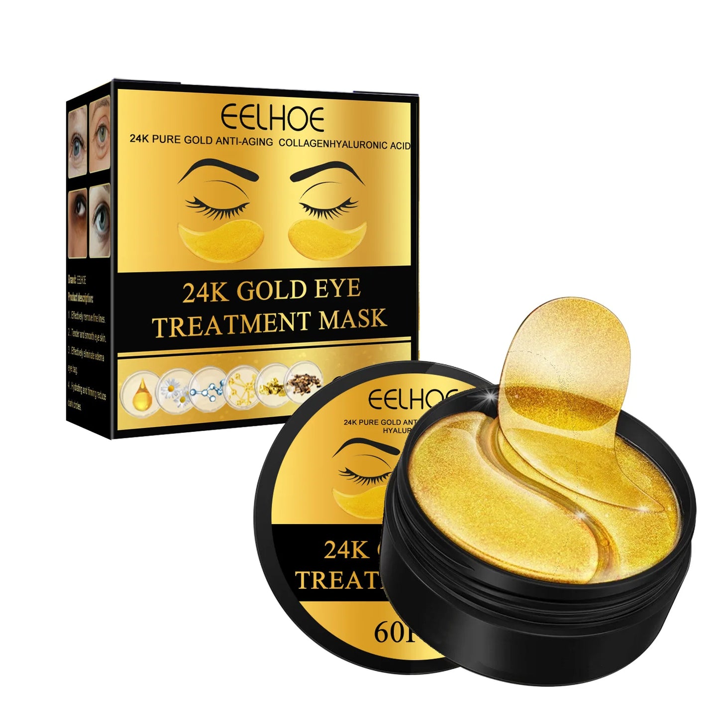 Skincare Products 24K Gold Hyaluronic Acid Eye Mask Remove Dark Eye Circles Collagen Eye Patches Face Care Product