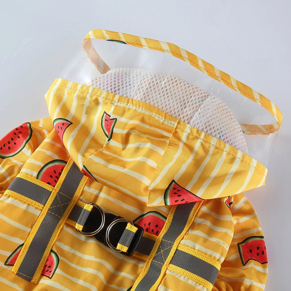 Dog Raincoat Dog Hooded Poncho 4 Legs Dog Rain Jacket with D Leash Ring Waterproof Dog Rain Clothes for Small Medium Dogs