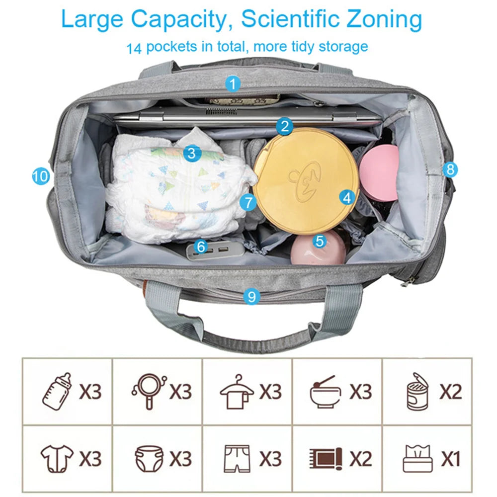 PANGDUBE Diaper Bags with 1pc Pacifier Bag Dad Mom Backpack for Travel Mommy Backpack for Baby Accessories Maternity Bag