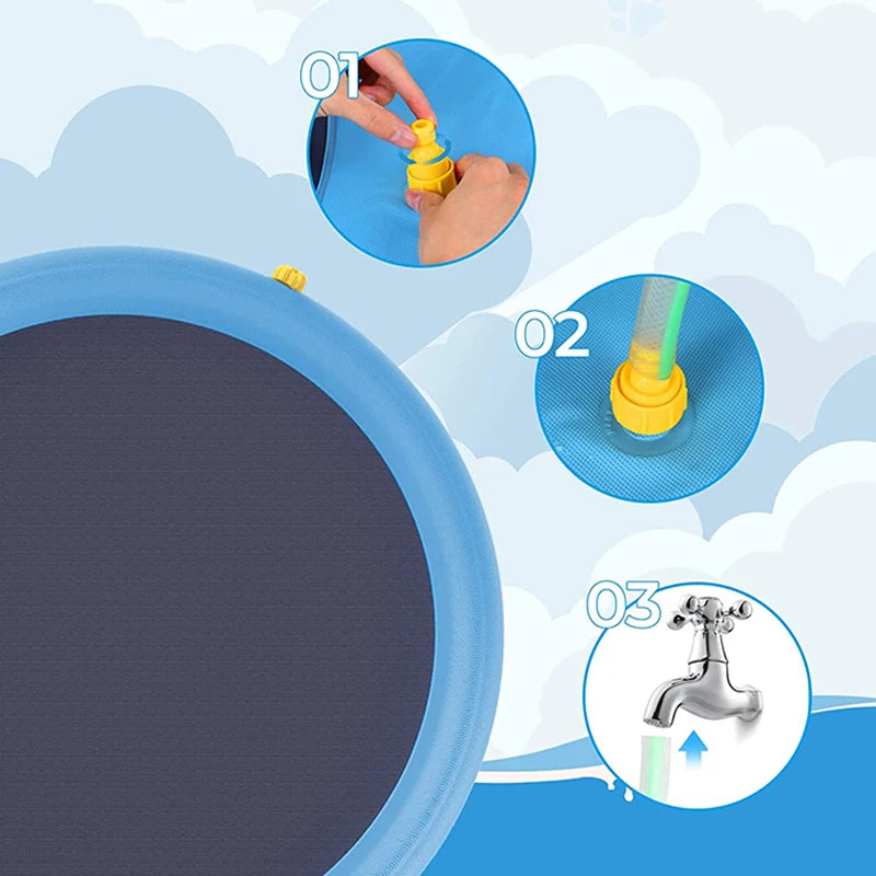 Dog Water Play Mat Splash Pad PVC Interactive Pet Toy for Outdoor Summer Cooling Fun Reusable Crawling Mat