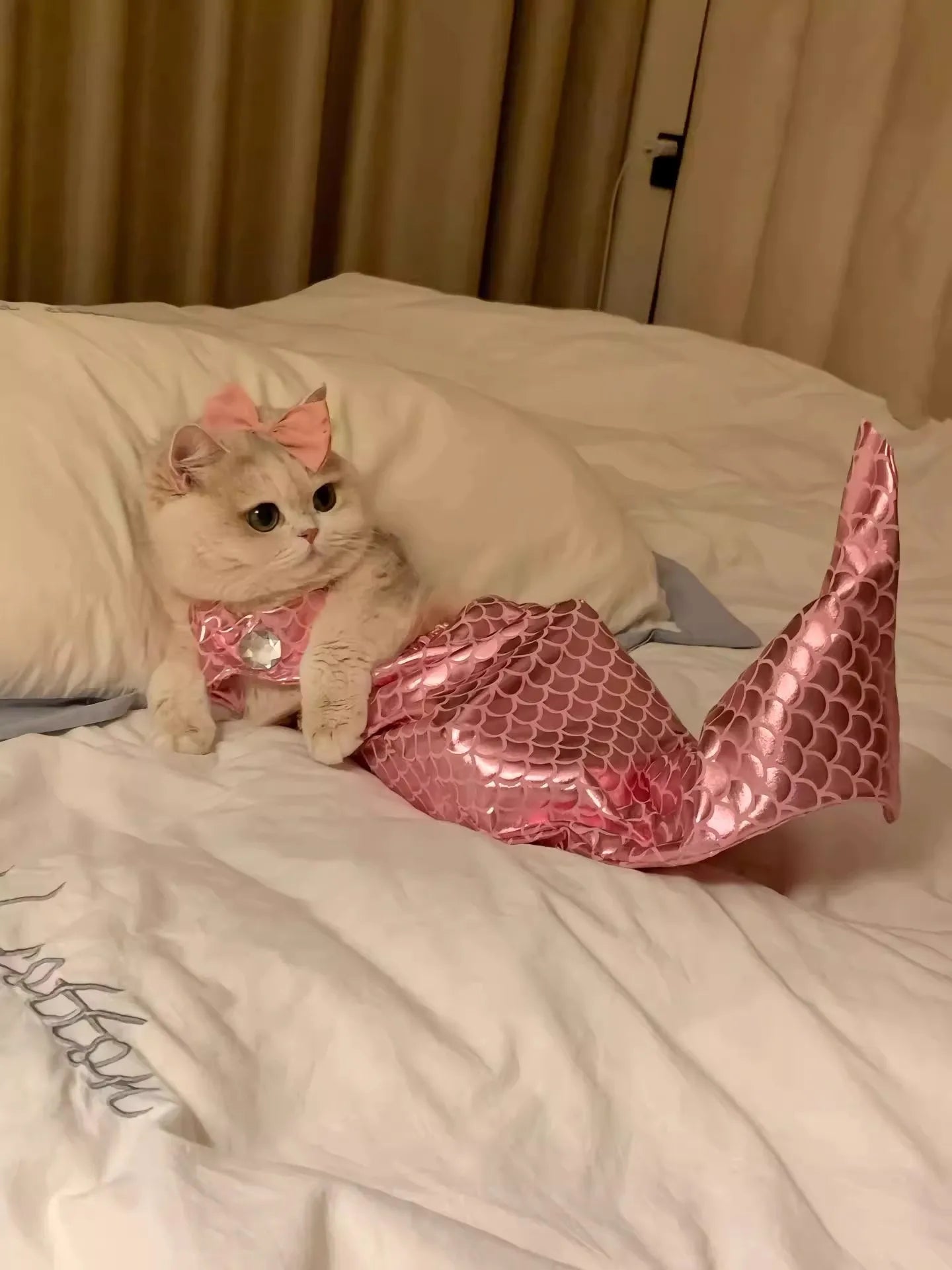 Cat Mermaid Crossdressing Funny Swimsuit Fish Tail Shape Cute Bikini Dog Pet Clothes Pet Halloween Costume Cats Clothes