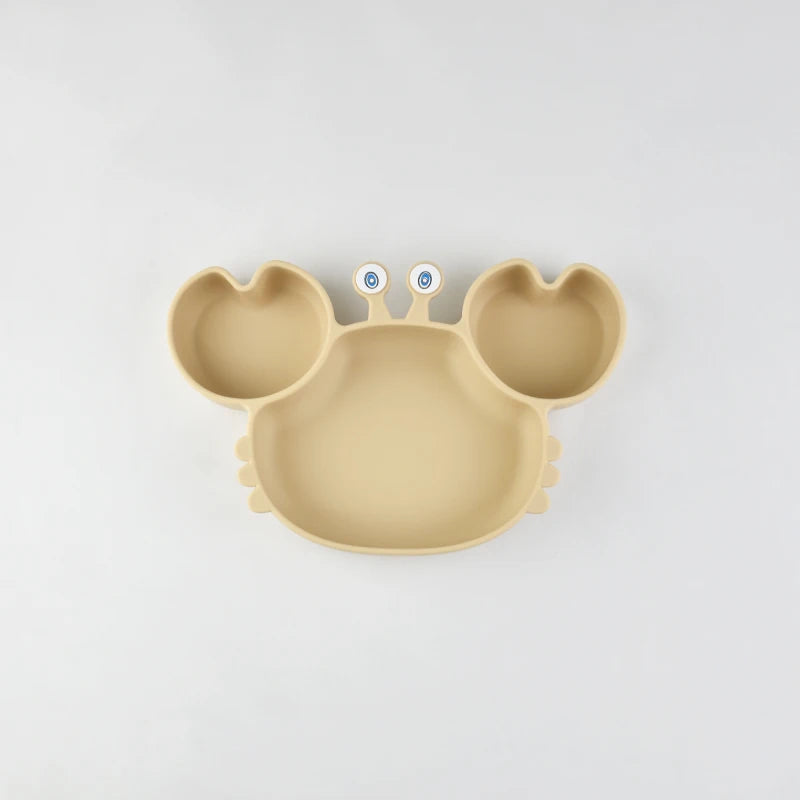 Food Grade Silicone Meal Plate Cartoon Toddler Plates Independent Feeding Training Anti-Drop Complementary Food Bowl Baby Stuff