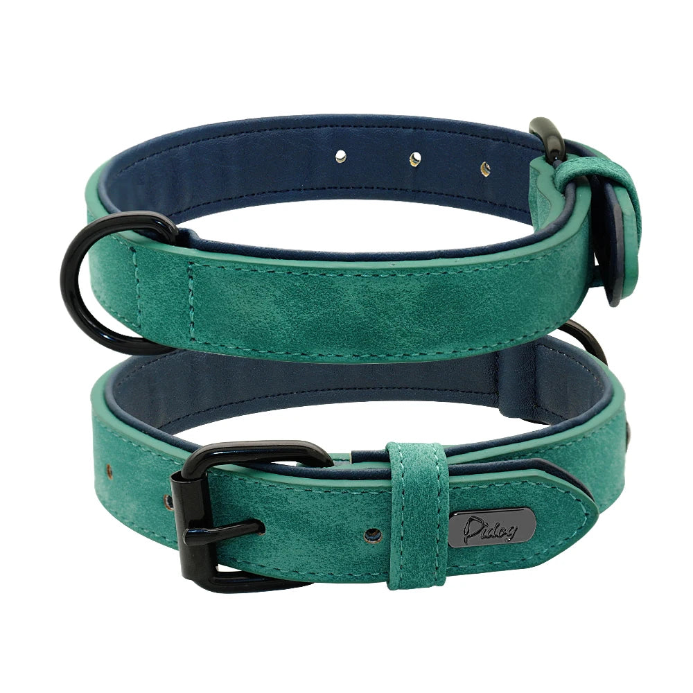 PU Leather Dog Collar Soft Padded Dog Collars Necklace Adjustable Pet Necklace For Small Medium Large Dogs Pitbull Labrador Pug