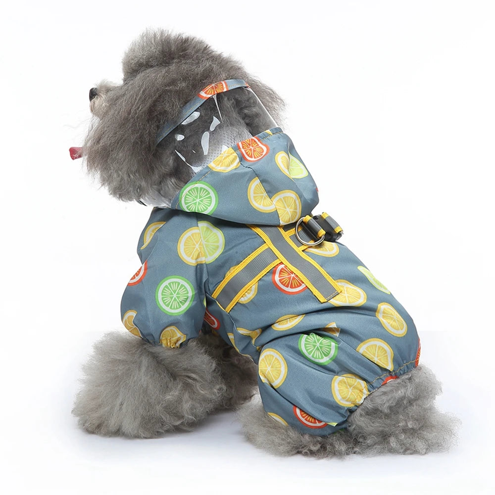 Dog Raincoat Dog Hooded Poncho 4 Legs Dog Rain Jacket with D Leash Ring Waterproof Dog Rain Clothes for Small Medium Dogs