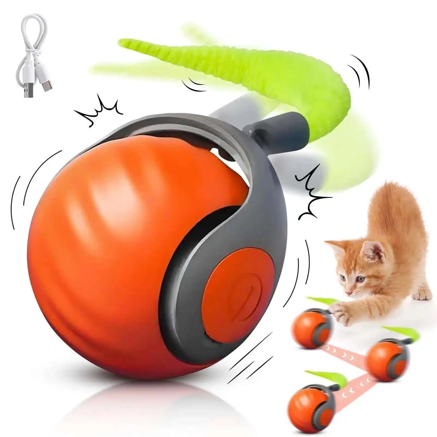 New Smart Interactive Speedy Tail 2.0 Cat Toy Automatic Moving Balls for Cats And Dogs Touch Motion Rolling Toy Ball for Pet