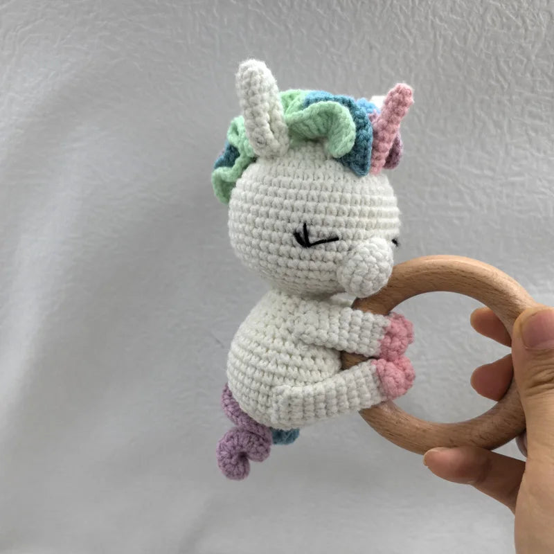 Baby Security Blanket Towel Feeding Bib Soft Towel Cotton Burping Cloth Infant Shower Gift Knitted Lovely Animal Rattle Sleep To