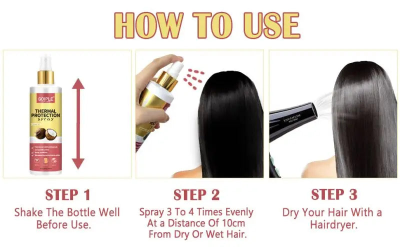 Heat Protection Spray Thermal Protector Serum Hair Growth Essential Oil Sleep Bonnet with Brush Moisturize Care Conditioner Set