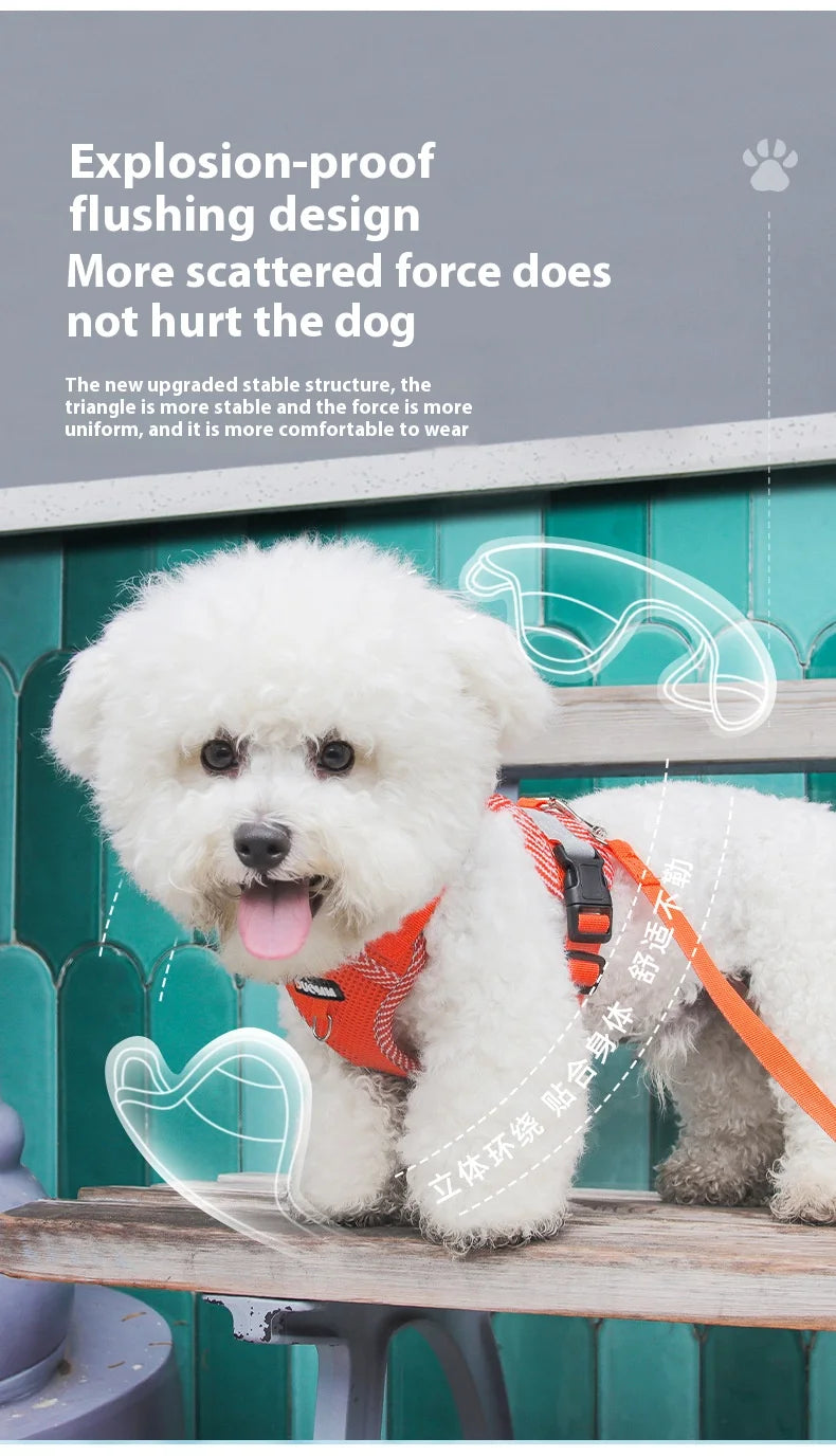 New Breathable Reflective Dog Harness Vest Easy To Wear Comfortable Adjustable Pet Harness for Small Medium Dogs