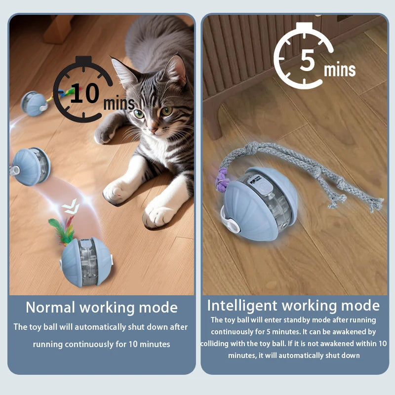 Upgraded Cat Interactive Ball Toys Infrared Automatic Rolling Ball Tail Rechargeable Smart Pet Toy Cat Training Imitate Mouse