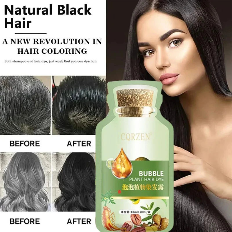 Pure Natural Herbal Hair Dye Shampoo Change Hair Color Cover Gray Hair White Hair Treatment Bubble Plant Hair Dye Hair Care