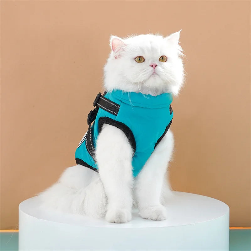 Pet Dog Coat with Harness Winter Cat Waterproof Coat Zipper Dog Jacket with Reflective Harness for Smal Medium Large Dogs