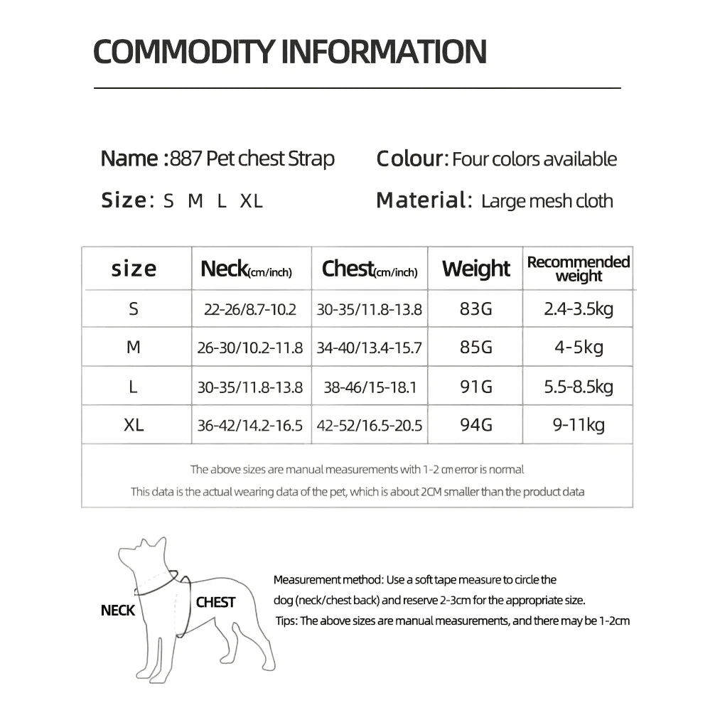 New Breathable Reflective Dog Harness Vest Easy To Wear Comfortable Adjustable Pet Harness for Small Medium Dogs
