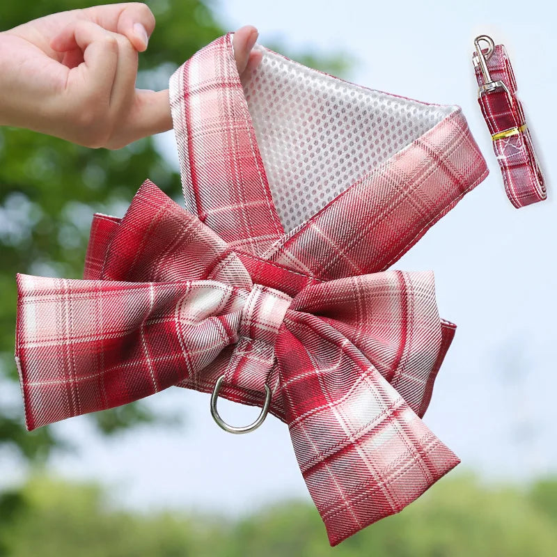 New Pets Dog Harness Set Adjustable Bowknot Cute Harness Dogs No Pull Soft Mesh Chest Strap Collar Perro Puppy Outdoor Walking