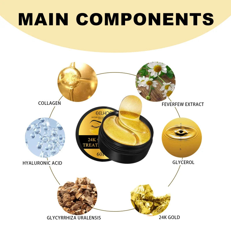 Skincare Products 24K Gold Hyaluronic Acid Eye Mask Remove Dark Eye Circles Collagen Eye Patches Face Care Product