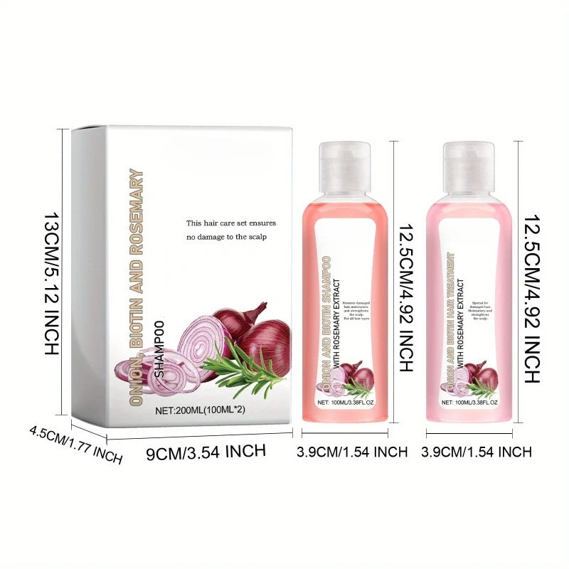 Onion Biotin and Rosemary Shampoo and Conditioner Set Deeply Moisturize and Smooth Nourishes Hair Roots Improves Hair Quality