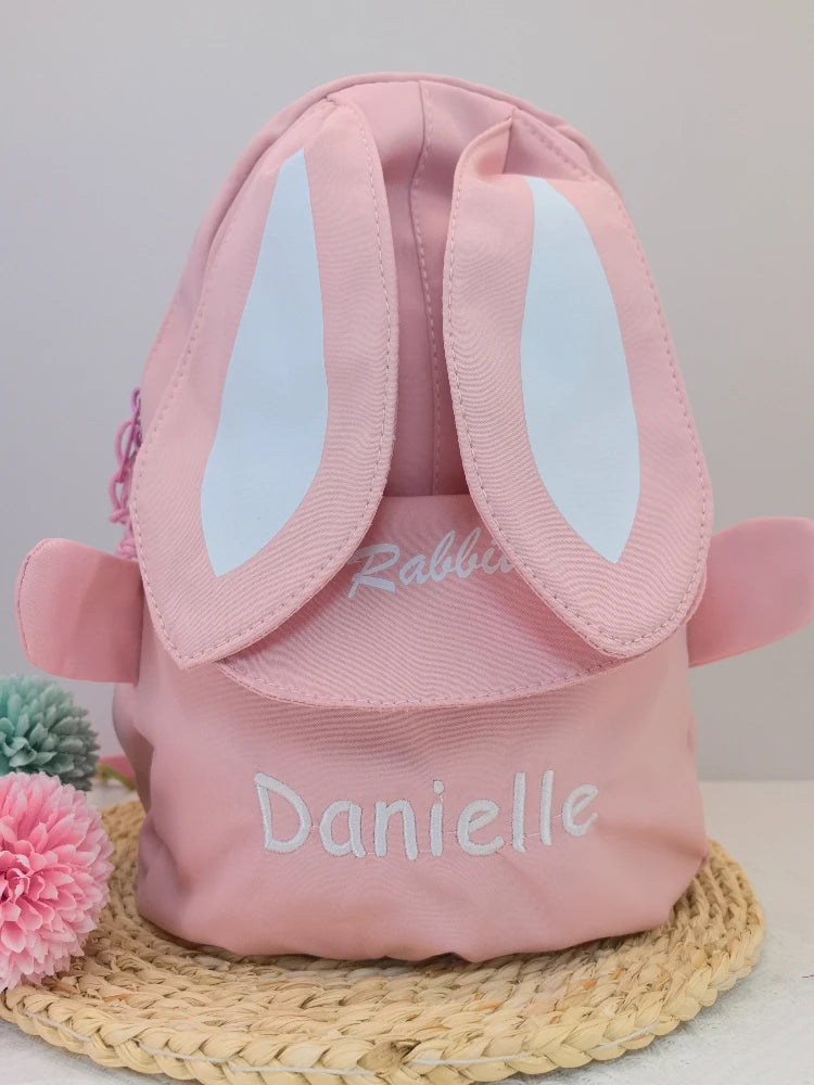 Personalized Custom name Embroidered Newborn letter Nursery Baby Rabbit Backpack School Children bag Gifts Bunny