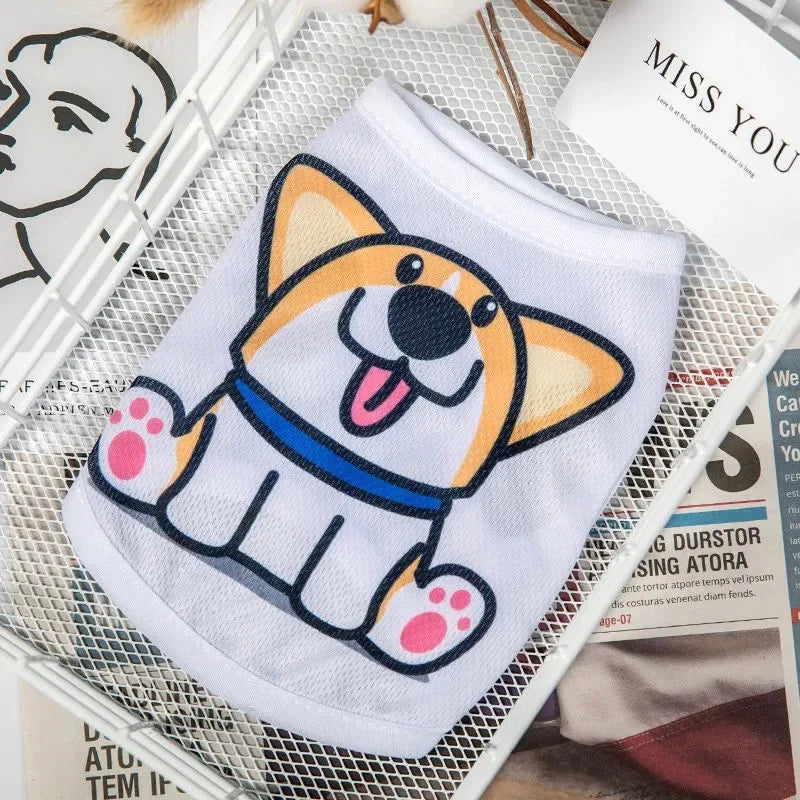 1 PC Lightweight Summer Vest for Pets Chihauhua XS-XXL Big Dogs Clothing Ice Felt Overall Cartoon No Fading Pet Cat Overalls